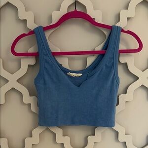 Blue Fitted Crop Tank Top